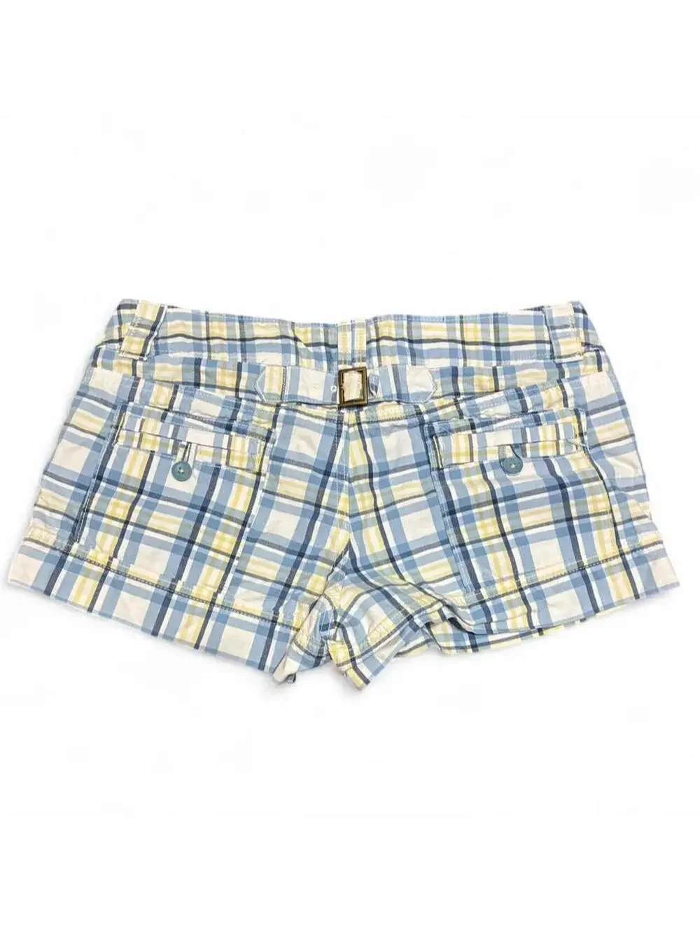 Y2K American Eagle Live Your Life Plaid Low Rise Shortie Shorts Size 12 Preppy
